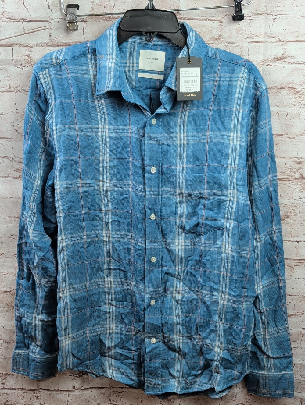 Billy Reid Men’s Blue Plaid Button-Up Shirt Medium New Nwt